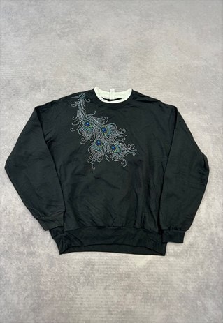 VINTAGE SWEATSHIRT EMBROIDERED GEMS PATTERNED JUMPER