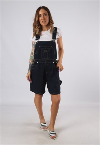 VINTAGE REILMANS DENIM DUNGAREE SHORTS UK 12 (9E1Q)