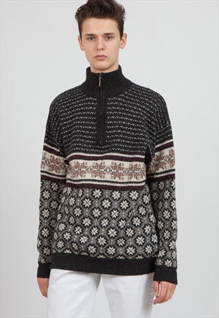 VINTAGE NORTHERN CLASSICS 1/4 ZIP KNIT CHRISTMAS JUMPER