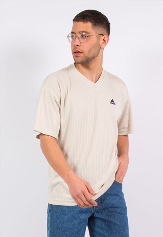 90'S ADIDAS RIBBED V-NECK T-SHIRT