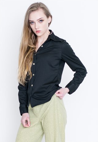 VINTAGE BLACK LONG SLEEVE RETRO SHIRT