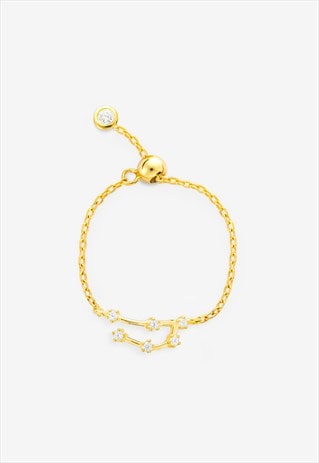 Gold Capricorn Zodiac Constellation Ring - Adjustable Chain