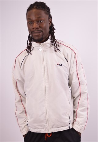 FILA MENS VINTAGE TRACKSUIT TOP JACKET XL WHITE 90S