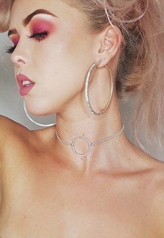 LARGE FULL MOON CHOKER IN SOLID STERLING SILVER