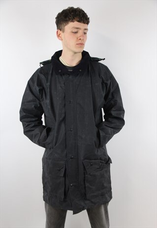 VINTAGE NAVY HOODED WAX JACKET