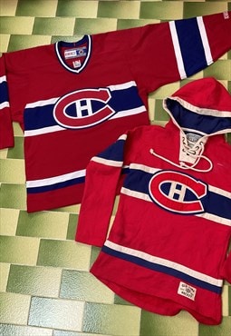 Vintage 90s NHL Montreal Canadiens Hockey Jersey FREE Hoodie