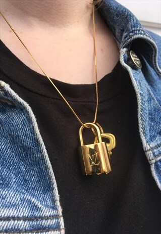 WOMENS VINTAGE LOUIS VUITTON LOCK KEY REWORKED NECKLACE