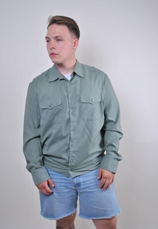 KHAKI GREEN 90S VINTAGE MILITARY SHIRT, SIZE XL
