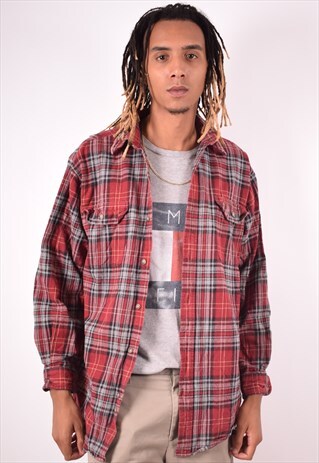 CARHARTT MENS VINTAGE FLANNEL SHIRT LARGE MULTI CHECK 90S