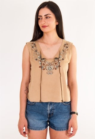 VINTAGE WESTERN EMBELLISHED TANK TOP