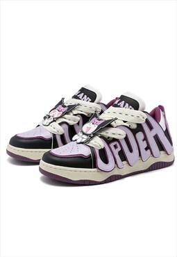 Graffiti sneakers retro skater shoes chunky trainers purple