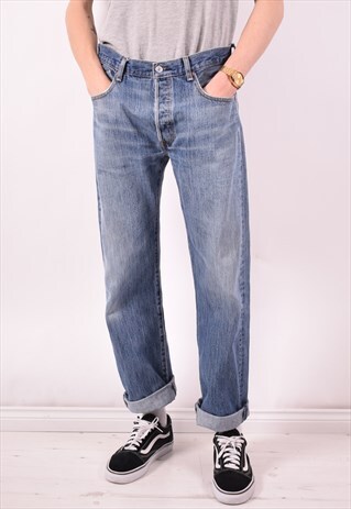 LEVI'S 501 MENS VINTAGE JEANS W34 L32 BLUE 90S