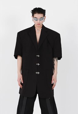 Spring & Summer Shoulder-padded Split-back Blazer