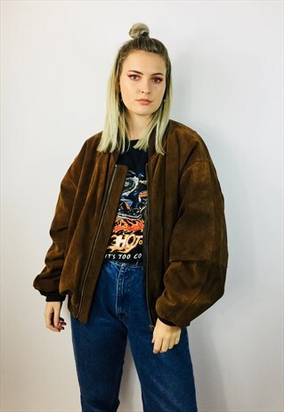 VINTAGE OVERSIZED SUEDE LEATHER BOMBER JACKET
