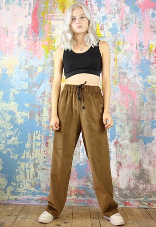 DRAWSTRING TROUSERS IN CINDER COLOURED CORD