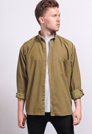 VINTAGE CORDUROY CORD SHIRT BROWN