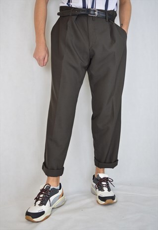 VINTAGE BROWN OVERSIZE CLASSIC STRAIGHT TROUSERS