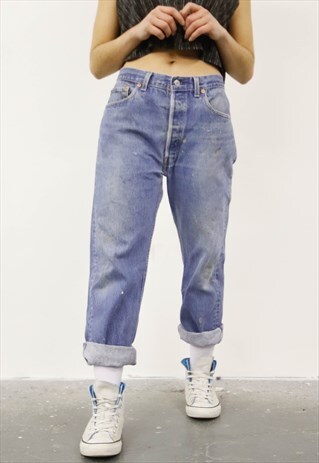 VINTAGE LEVI'S 501 BLUE PAINT MOM JEANS