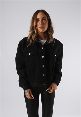 VINTAGE DENIM JACKET OVERSIZED FRENCH BULLDOG PRINT (JQ9C)