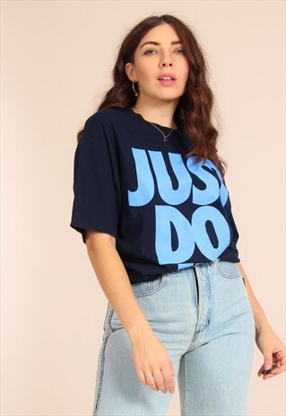 VINTAGE 90S NIKE T-SHIRT IN BLUE JUST DO IT PRINT