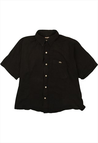 Vintage 90's Lacoste T Shirt Short Sleeves Button Up Black