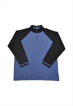 Vintage Nautica 1/4 Zip Sweatshirt Blue XXL