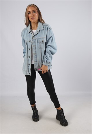 VINTAGE DENIM JACKET OVERSIZED FITTED UK 16 XL (B3N)