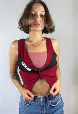 Upcycled Butterfly Crop Top Red