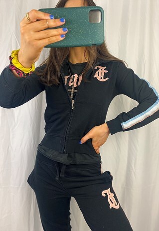 VINTAGE Y2K JUICY COUTURE BLACK 3 PIECE TRACKSUIT.
