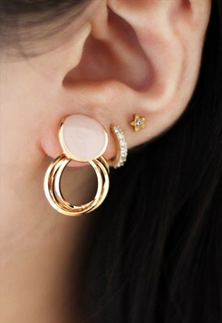 NUGGET STUD-HOOPS EARRINGS PASTEL PINK