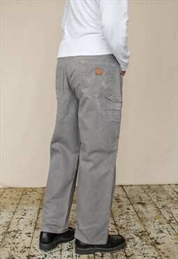 Vintage Carhartt Carpenter Trousers Men's Grey