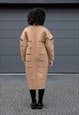 BEIGE OVERSIZED NEOPRENE FUTURISTIC CUT OUT COAT