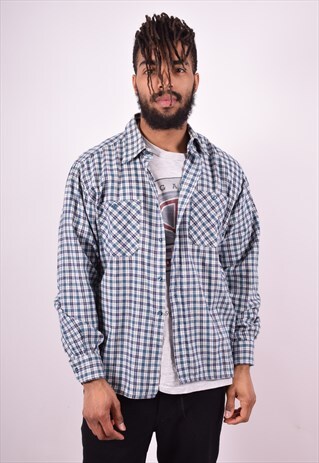 MENS VINTAGE FLANNEL SHIRT LARGE MULTI CHECK 90'S