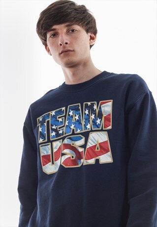VINTAGE TEAM USA OLYMPIC GAMES CREW NECK 90S NAVY BLUE