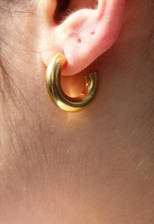 TINY CHUNKY HOOPS GOLD PLATED 10MM THICK