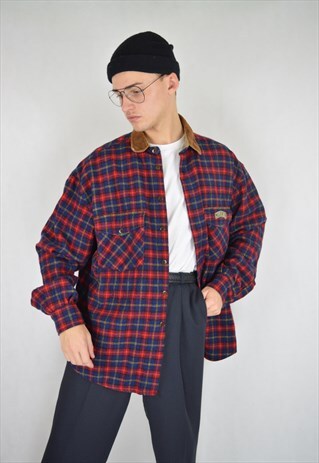 VINTAGE RED CHECKERED WOOL 80'S SHIRT
