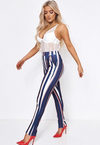 CARA RED & WHITE STRIPE TROUSERS
