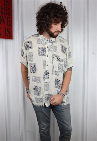 VINTAGE CRAZY PATTERN OVERSIZED SHORT SLEEVED SHIRT