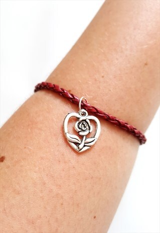 ROSE CHARM BRACELET DEEP RED