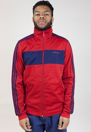 VINTAGE ADIDAS RED ZIP UP 90'S SWEATSHIRT