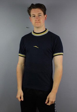 VINTAGE REEBOK T-SHIRT IN NAVY WITH EMBROIDERED LOGOS AND CO