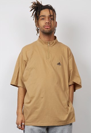 VINTAGE 90'S ADIDAS CAMEL HIGH-NECK T-SHIRT