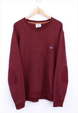 Vintage Champion Sweatshirt Burgundy Pullover With Logo 