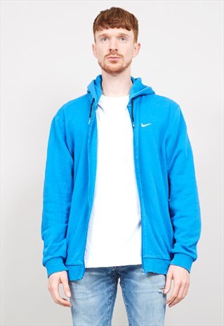 VINTAGE 90'S NIKE BLUE ZIP UP HOODIE