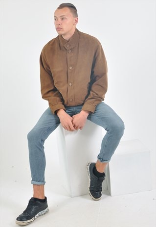 VINTAGE 90'S HARRINGTON JACKET IN BROWN