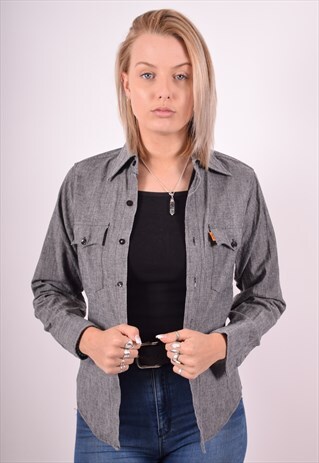LEVI'S WOMENS VINTAGE SHIRT SMALL GREY 90S