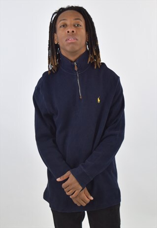 VINTAGE BLUE RALPH LAUREN 1/4 ZIP SWEATSHIRT JUMPER
