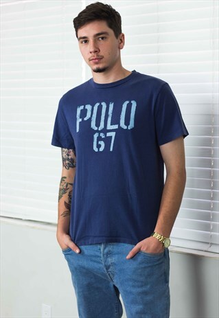VINTAGE POLO RALPH LAUREN T-SHIRT LOGO 90S X 6.8