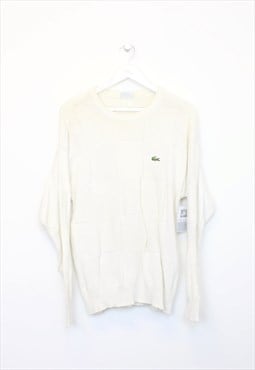 Vintage Lacoste knit sweatshirt in white. Best fits S