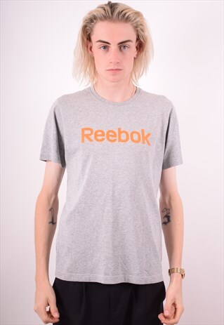 REEBOK MENS VINTAGE T-SHIRT TOP SMALL GREY 90S